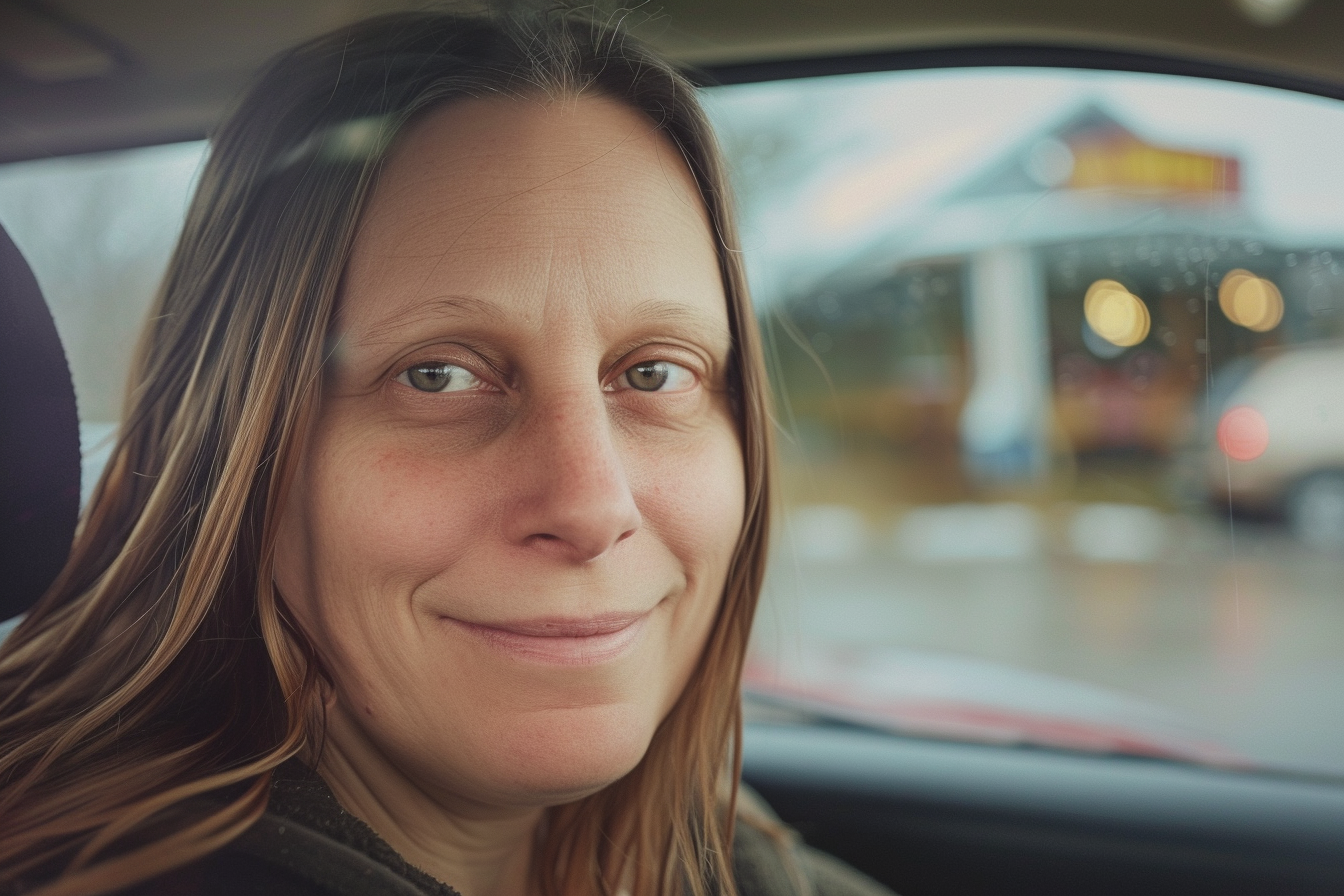 Una mujer con mirada decidida en el interior de un Automóvil | Fuente: Midjourney