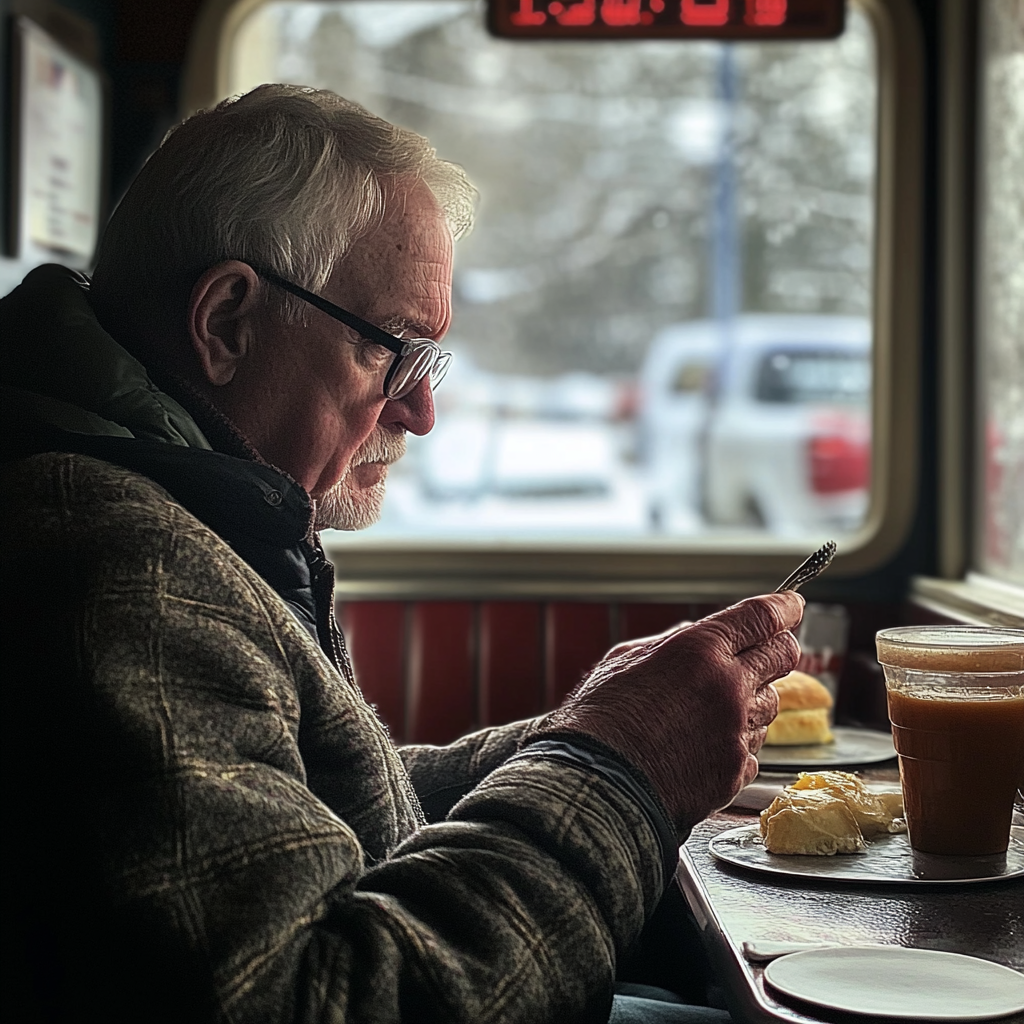 Un hombre pidiendo comida en una cafetería | Fuente: Midjourney