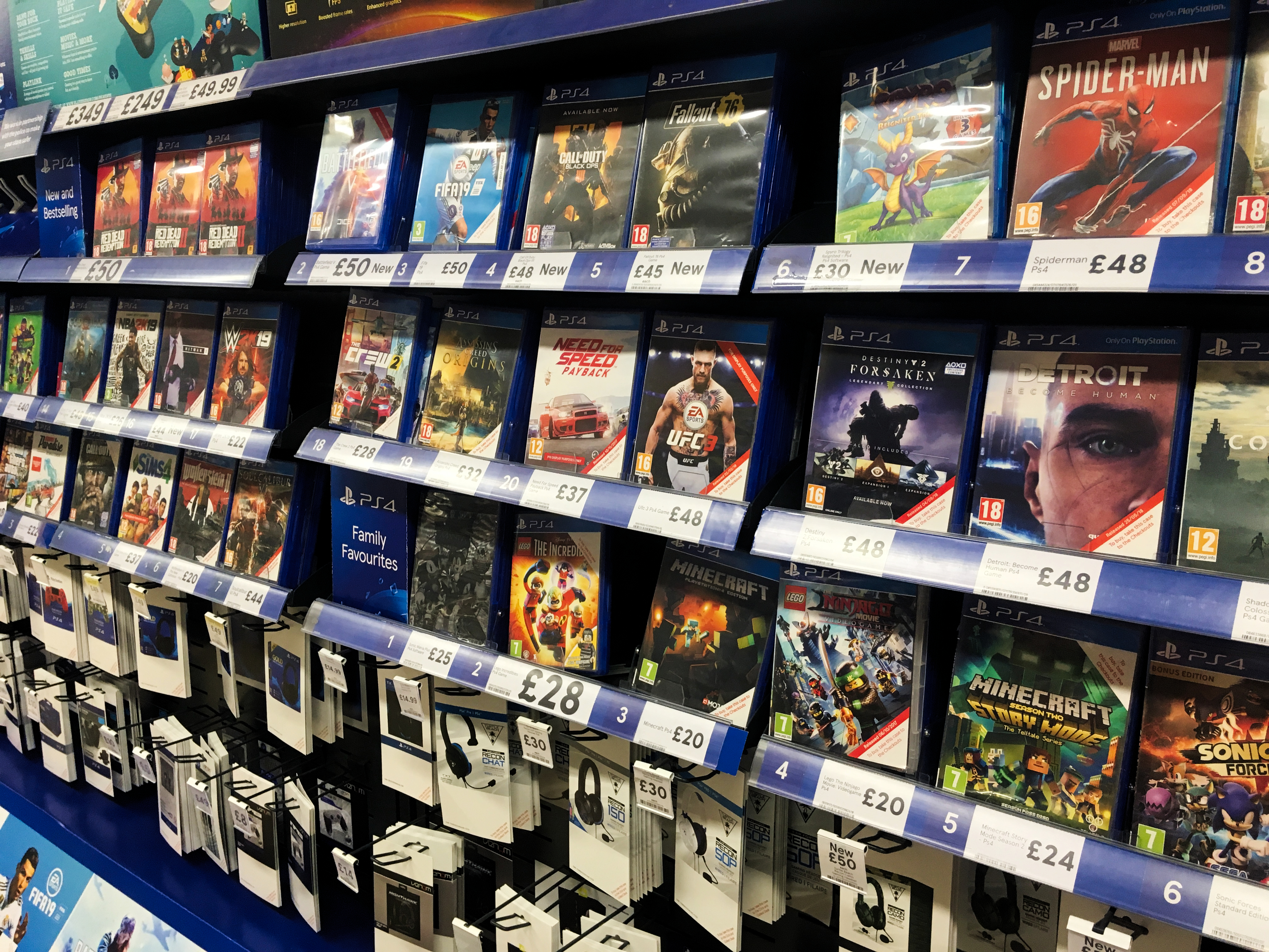 Videojuegos en una tienda | Fuente: Shutterstock