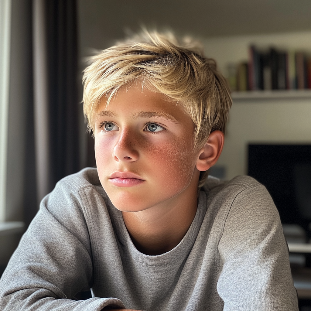 Un niño sentado en una mesa | Fuente: Midjourney