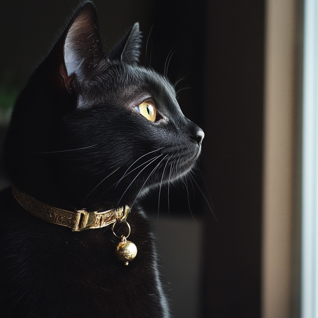 Un hermoso gato negro | Fuente: Midjourney