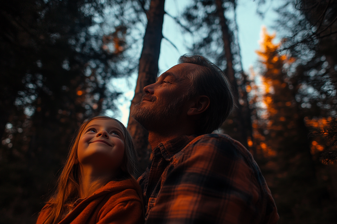 Una niña mirando a su padre | Fuente: Midjourney