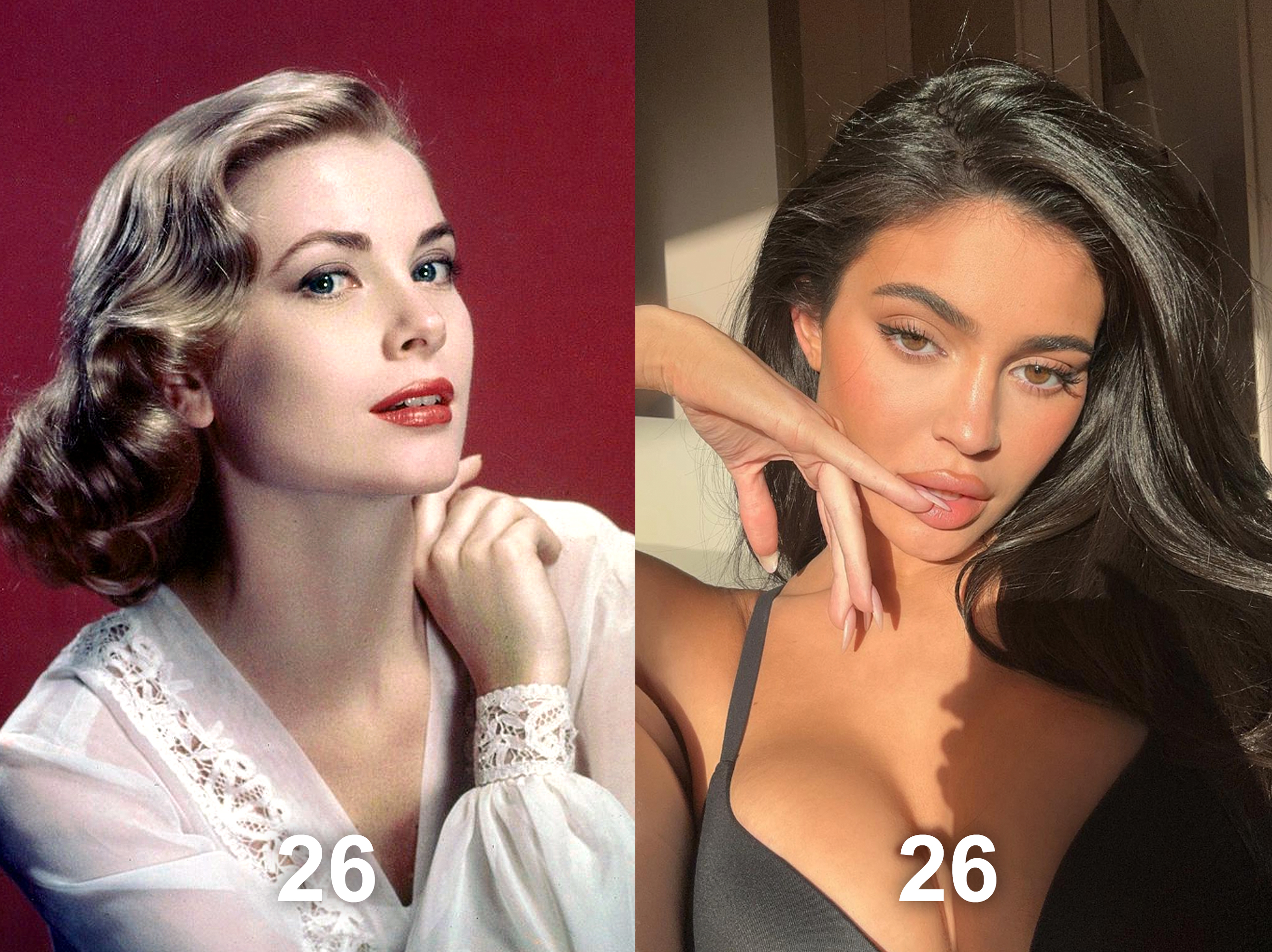 Grace Kelly, 1955 | Kylie Jenner, 2023 | Foto: Getty Images | Instagram/kyliejenner