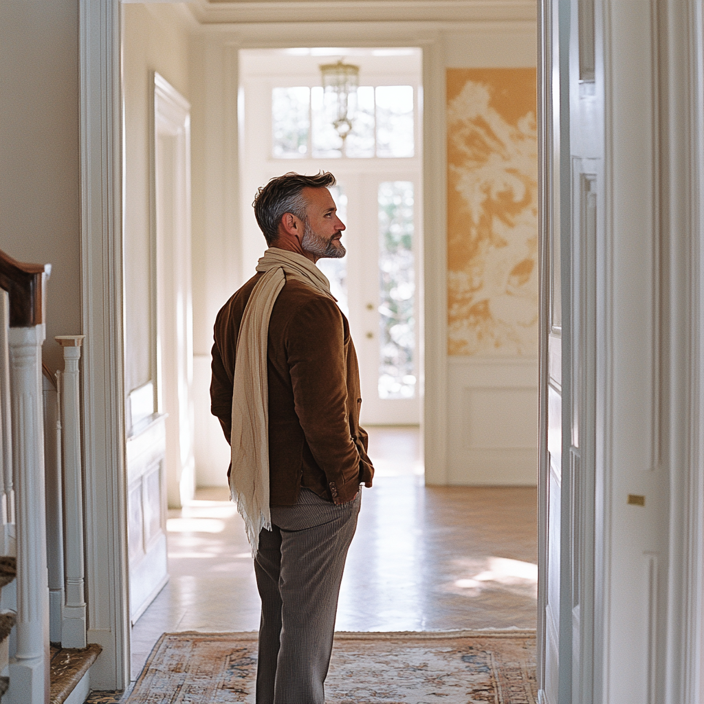 Un hombre impresionado admirando una casa | Fuente: Midjourney