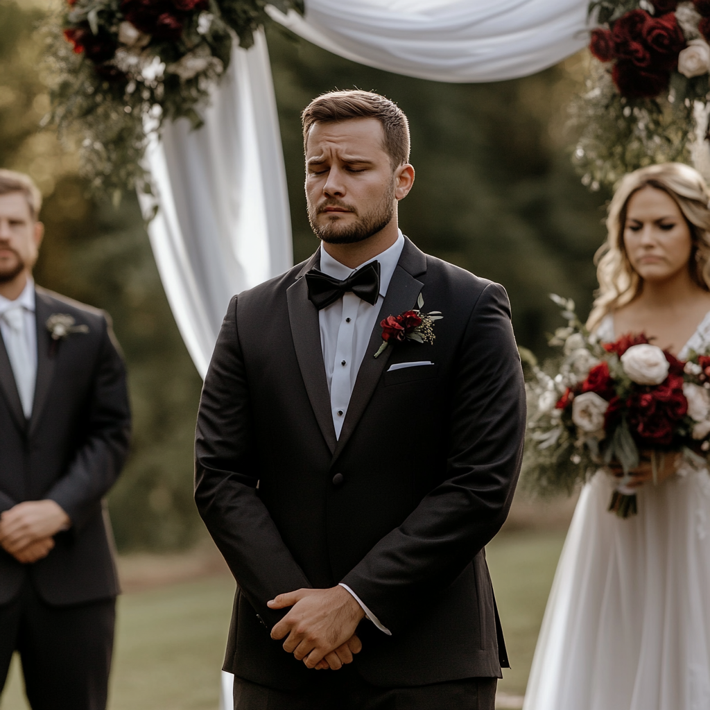 Novio sombrío en su boda | Fuente: Midjourney