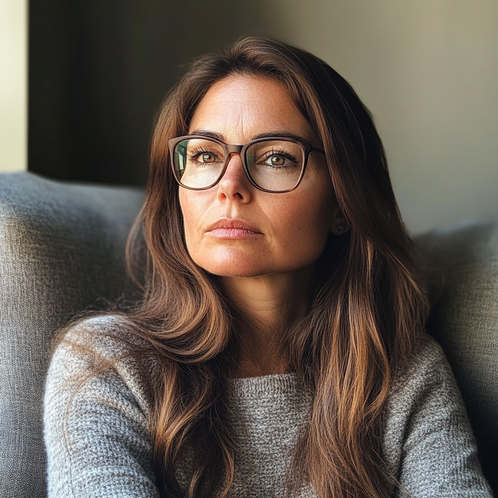 Una mujer sentada en un sillón | Fuente: Midjourney