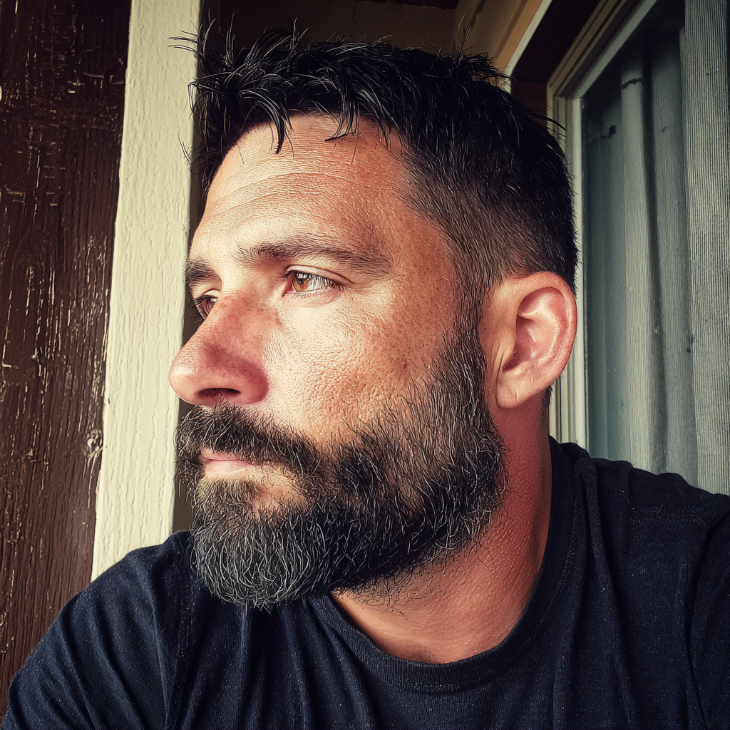 Vista lateral de un hombre enfadado | Fuente: Midjourney