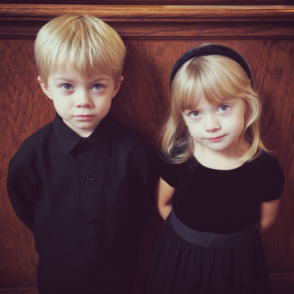 Niños de pie juntos en una iglesia | Fuente: Midjourney
