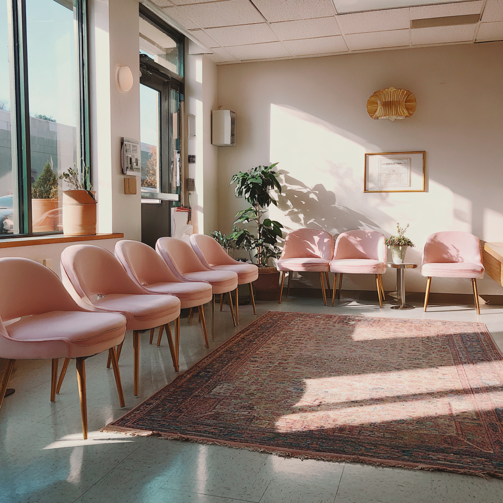 La sala d'attesa di una clinica femminile | Fonte: Midjourney