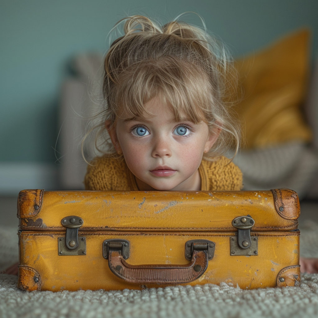 Emma jugando con la maleta | Foto: Midjourney