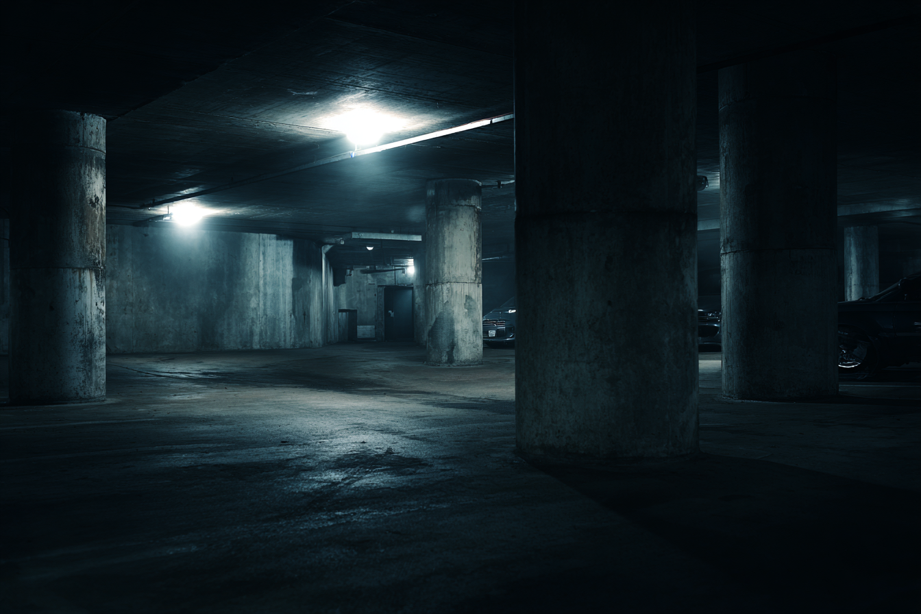 Un parcheggio buio | Fonte: Midjourney