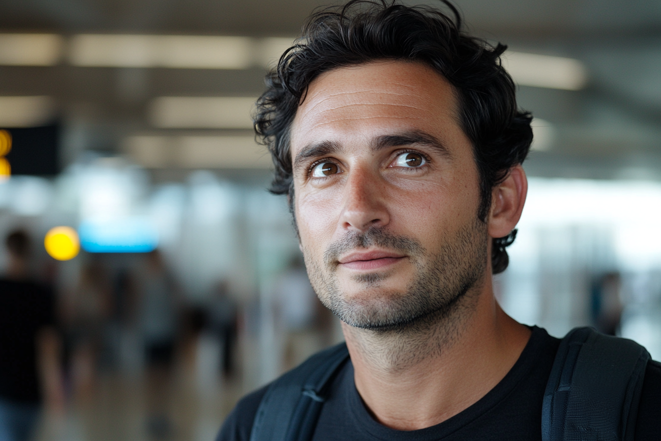 Un hombre en un aeropuerto | Fuente: Midjourney