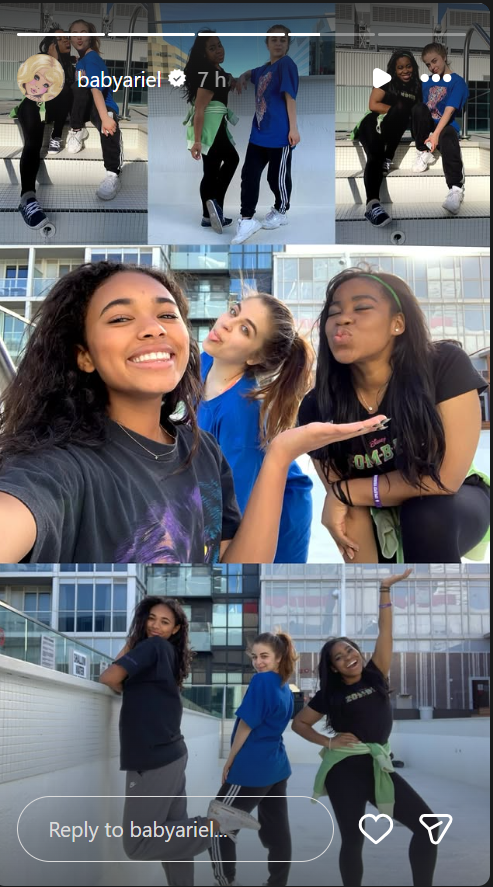 Otro collage de Ariel Rebecca muestra a Carla Jeffery riéndose y posando con amigos y compañeros del reparto de "Zombies", lo que nos permite echar un vistazo a las amistades que ha hecho entre bastidores. | Fuente: Instagram/babyariel