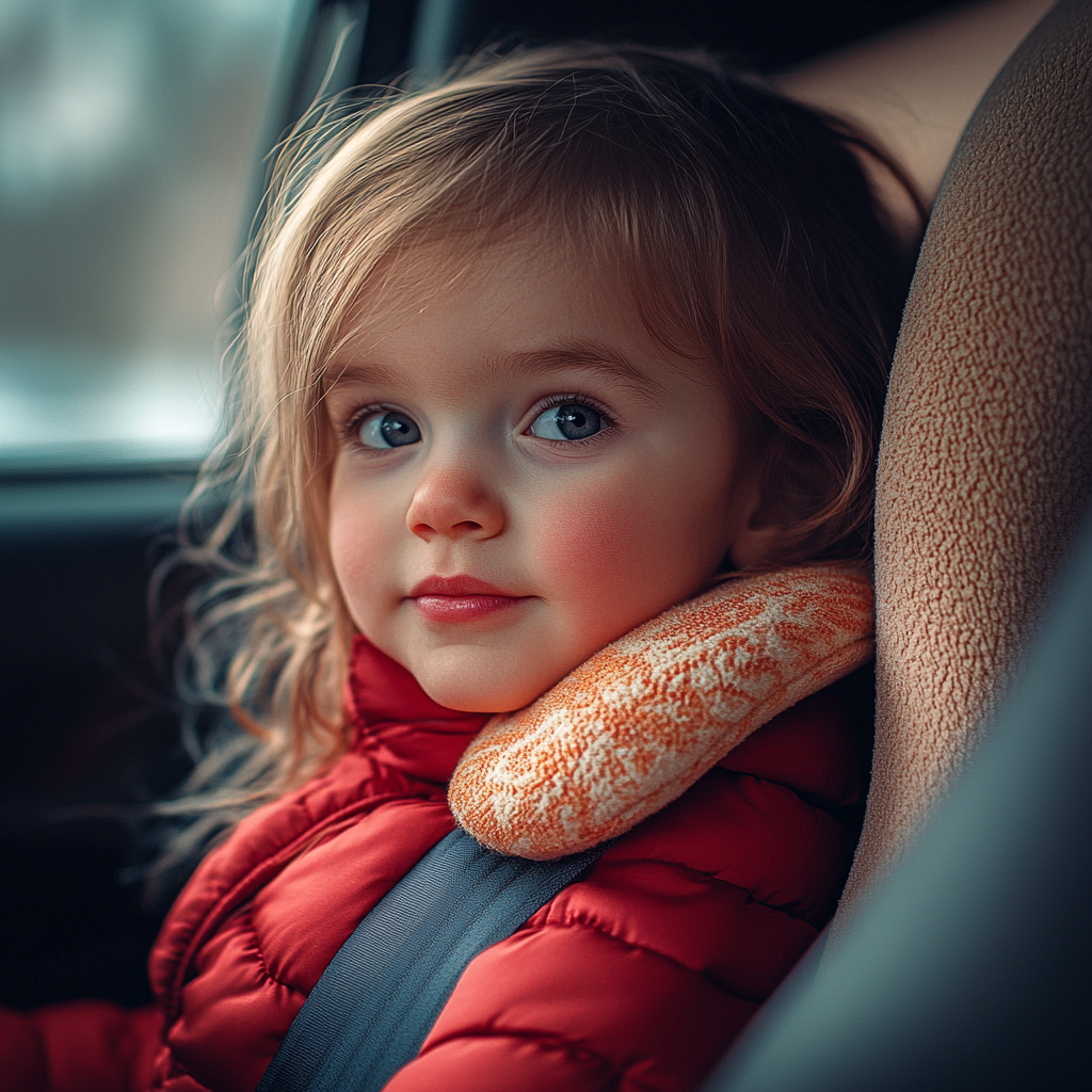 Una niña sonriente en un automóvil | Fuente: Midjourney