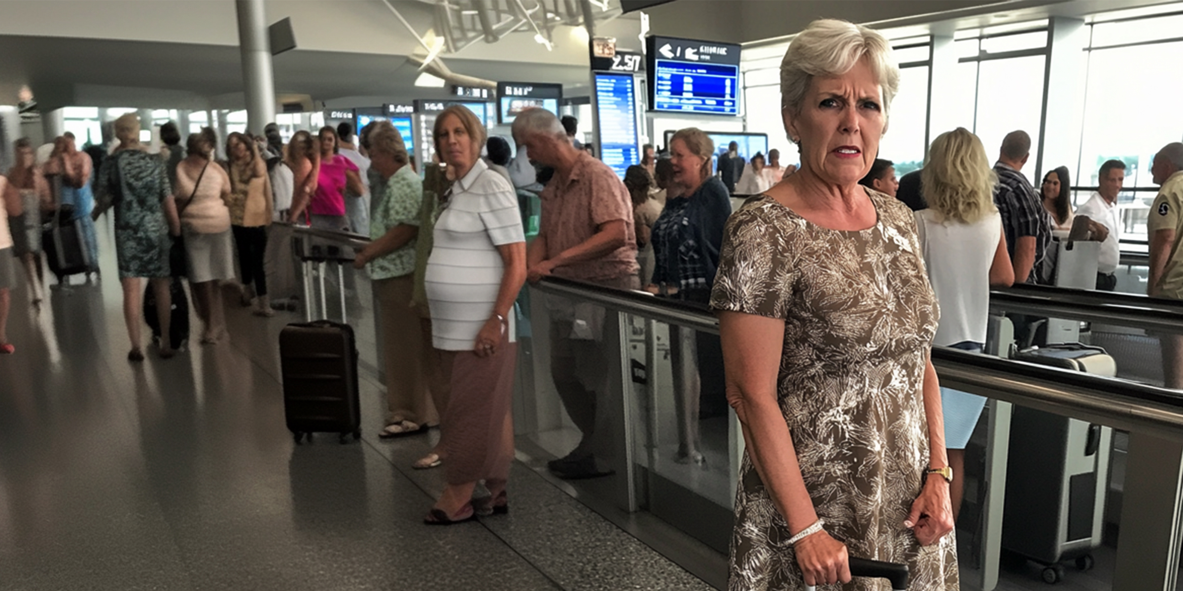 Una mujer mayor en el aeropuerto | Fuente: AmoMama