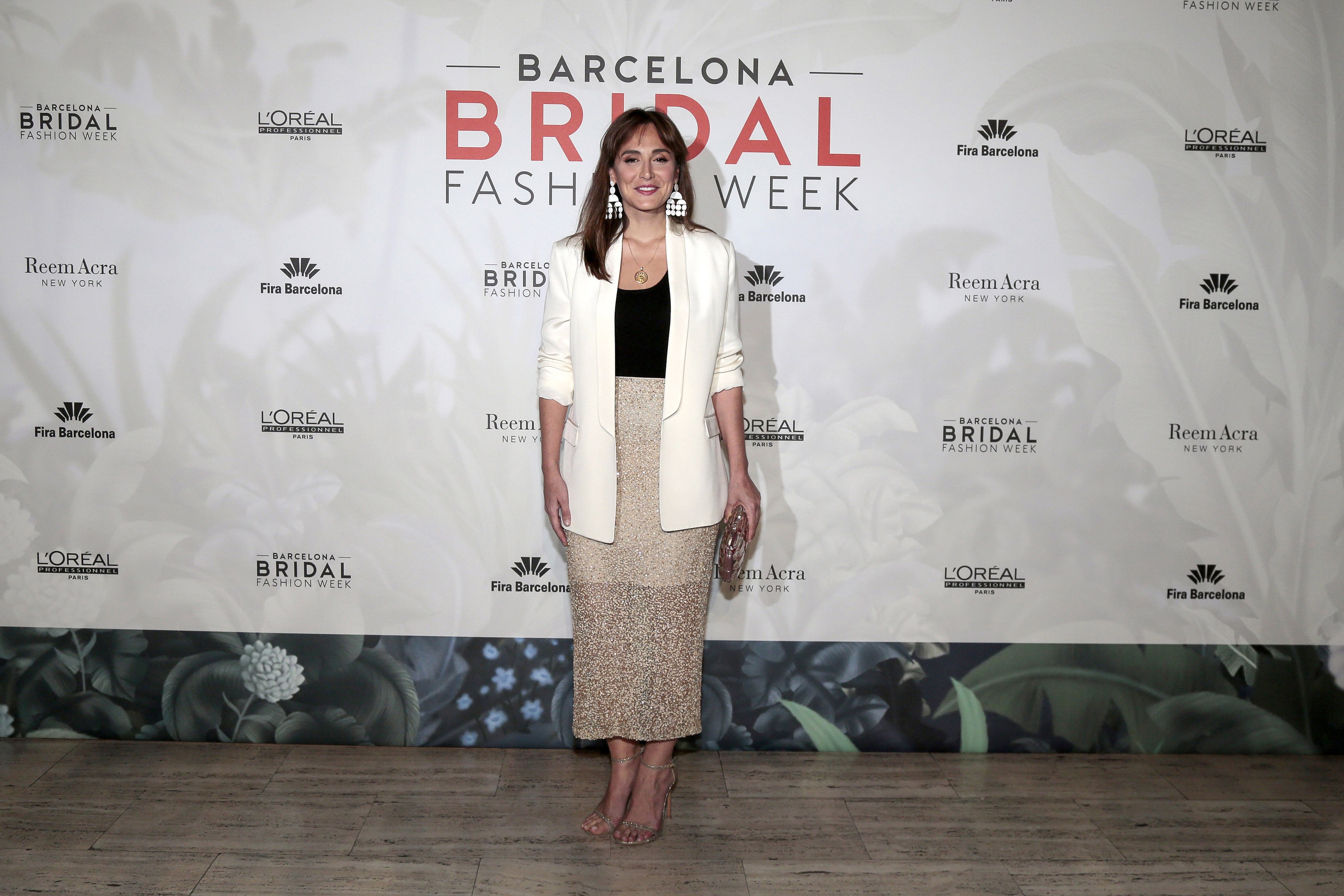 Tamara Falcó asiste al estreno de la nueva colección de Reem Acra en el Barcelona Fashion Week 2018, en el Museo Maritim de Barcelona, en abril de 2018 || Fuente: Getty Images