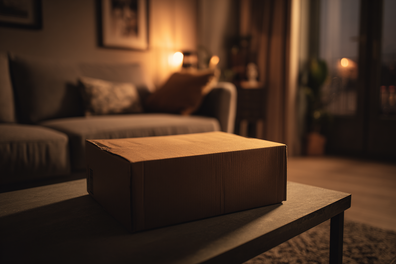 Una scatola su un tavolo | Fonte: Midjourney