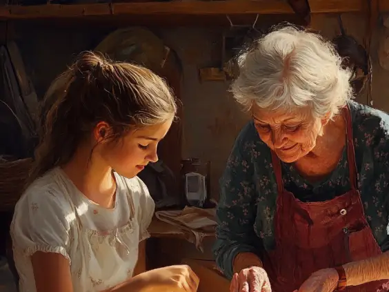 Una abuela y una adolescente horneando juntas | Fuente: Midjourney