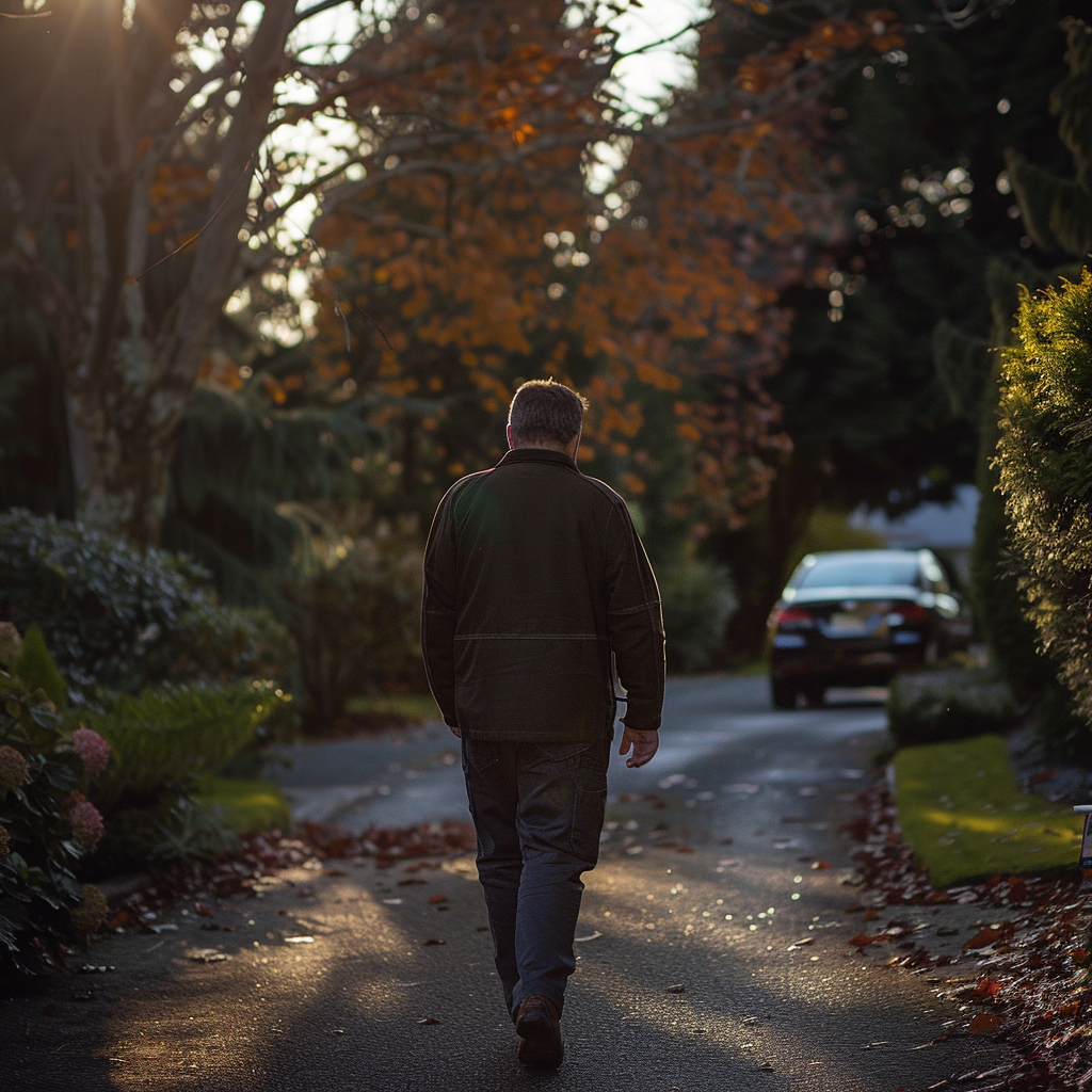 Un hombre caminando por un camino | Fuente: Midjourney