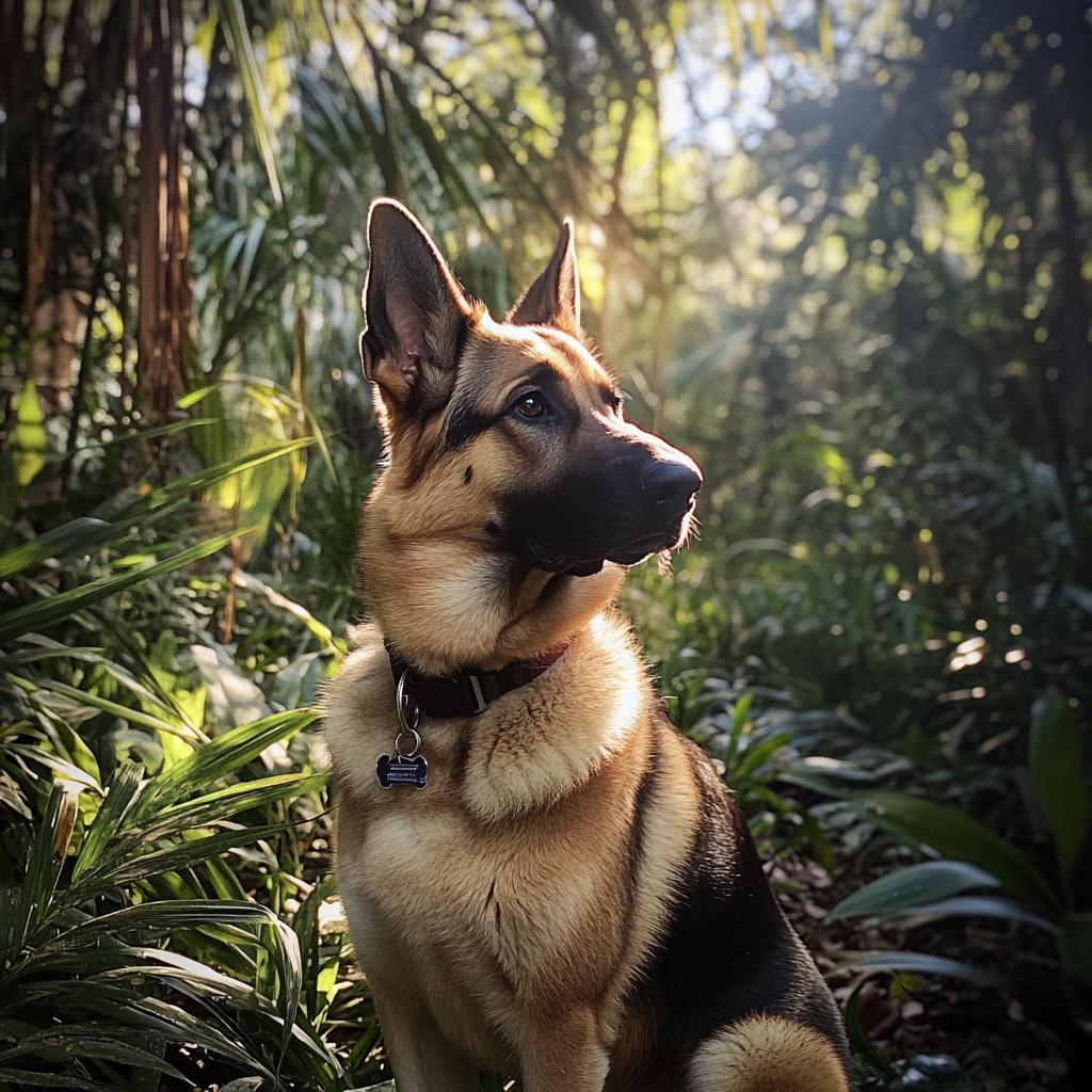 Un perro en la selva | Fuente: Midjourney