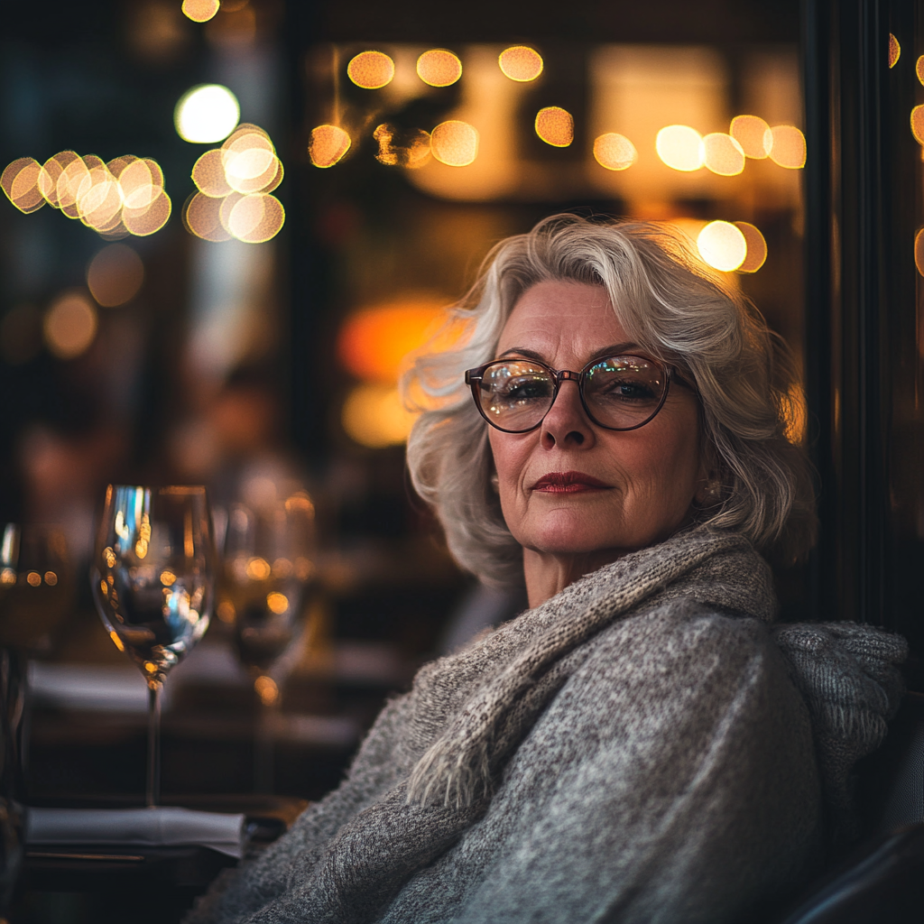 Una mujer sonriendo en un restaurante | Fuente: Midjourney