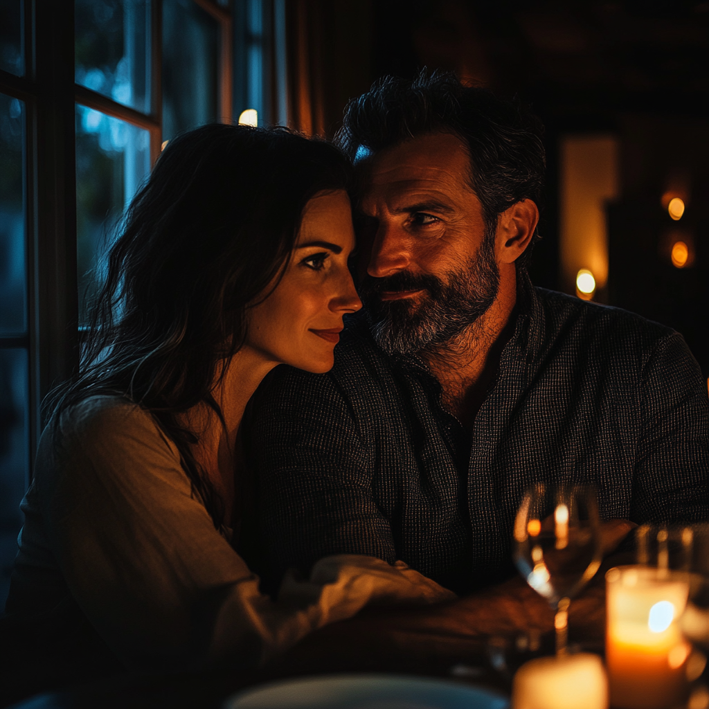 Pareja disfrutando de una cena romántica | Fuente: Midjourney