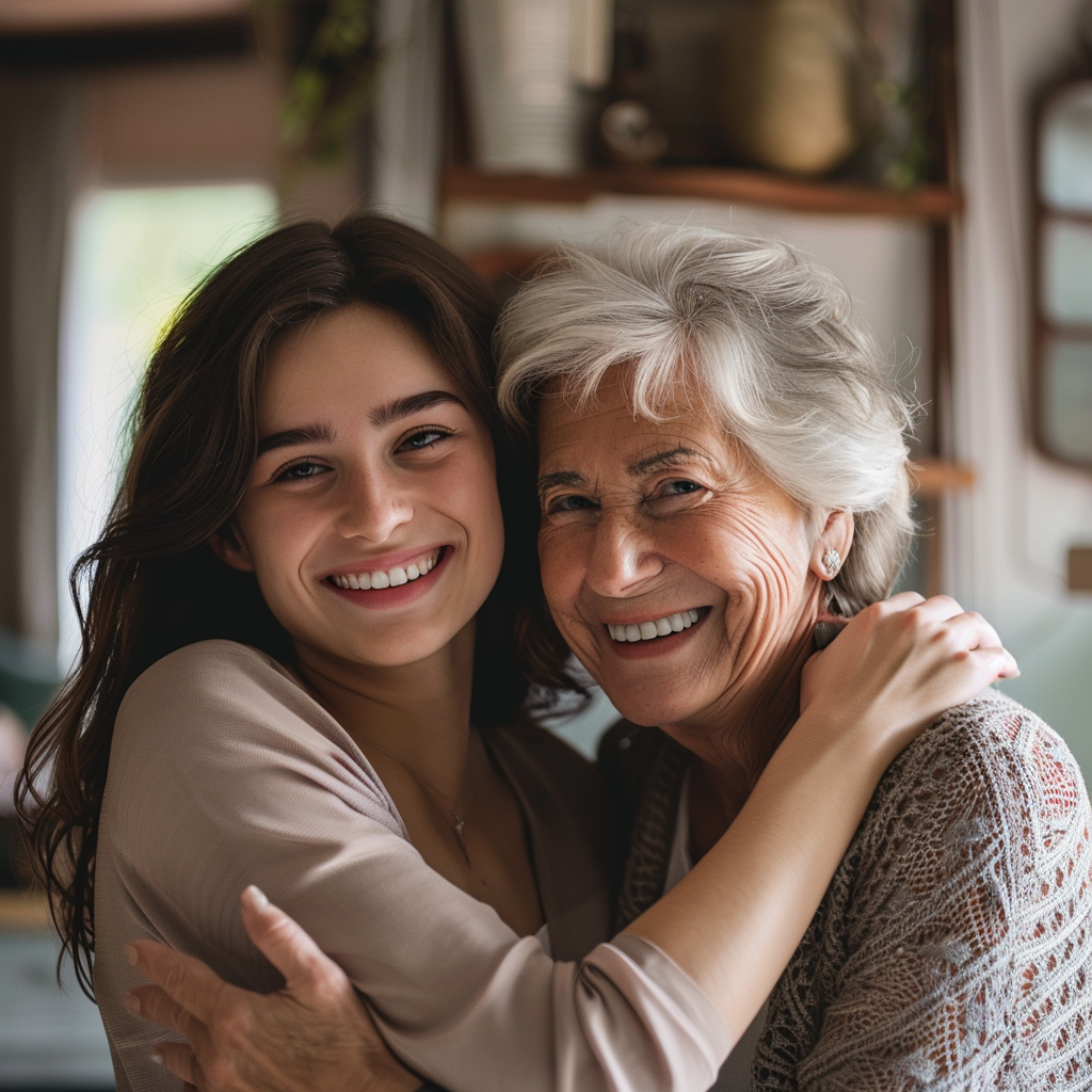 Una madre y su hija abrazándose | Fuente: Midjourney