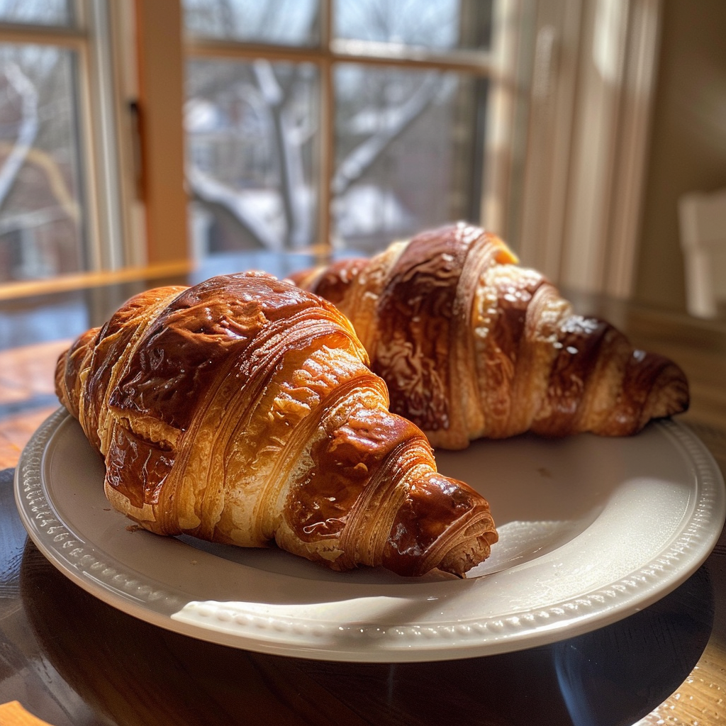 Croissants en un plato | Fuente: Midjourney