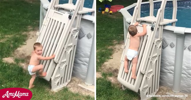 Padre filmó cómo su hijo trepó una puerta de protección especial para llegar a la piscina