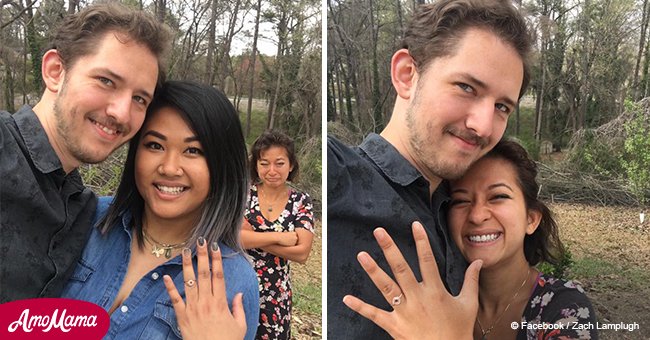 Hombre toma foto con novia tras anunciar compromiso, un instante después otra mujer aparece