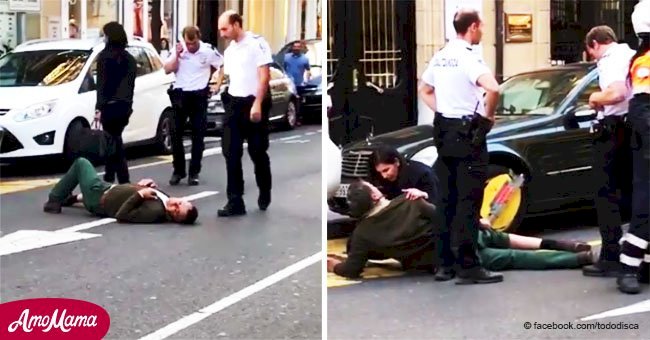 Policía arrastra a 'discapacitado' por la calle porque descubrieron su treta