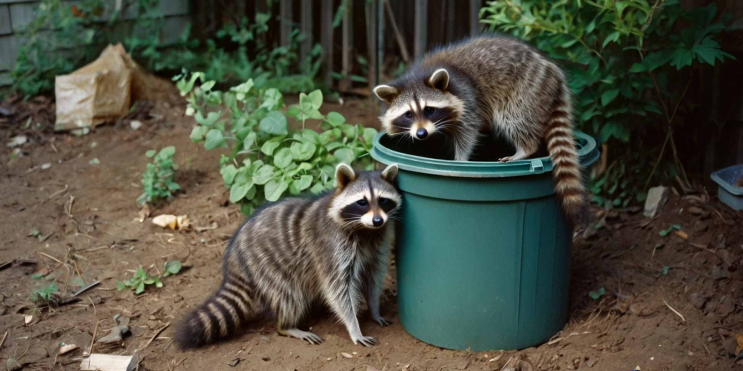 Dos mapaches cerca de un cubo de basura | Fuente: AmoMama