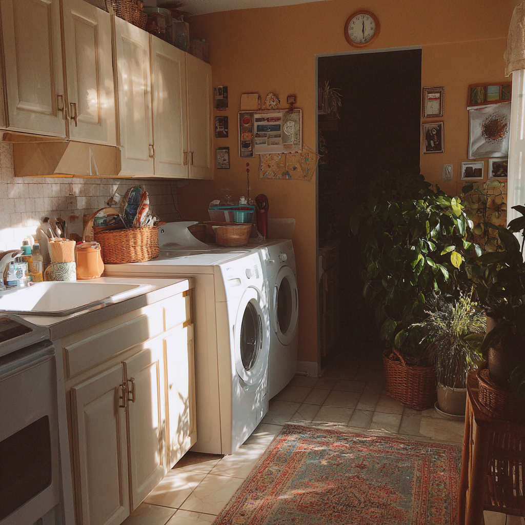 Un rincón de lavandería en un apartamento | Fuente: Midjourney