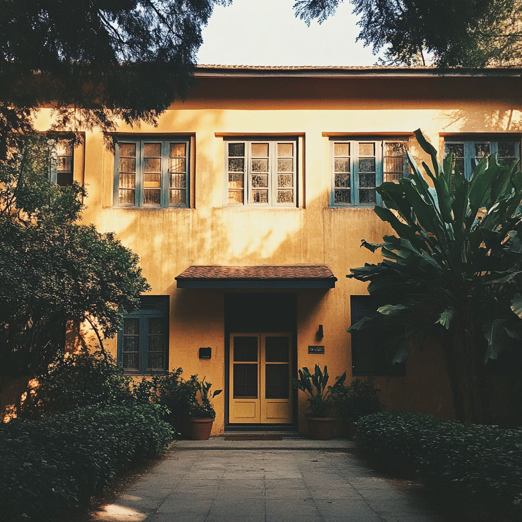 El exterior de una casa de acogida para niños | Fuente: Midjourney