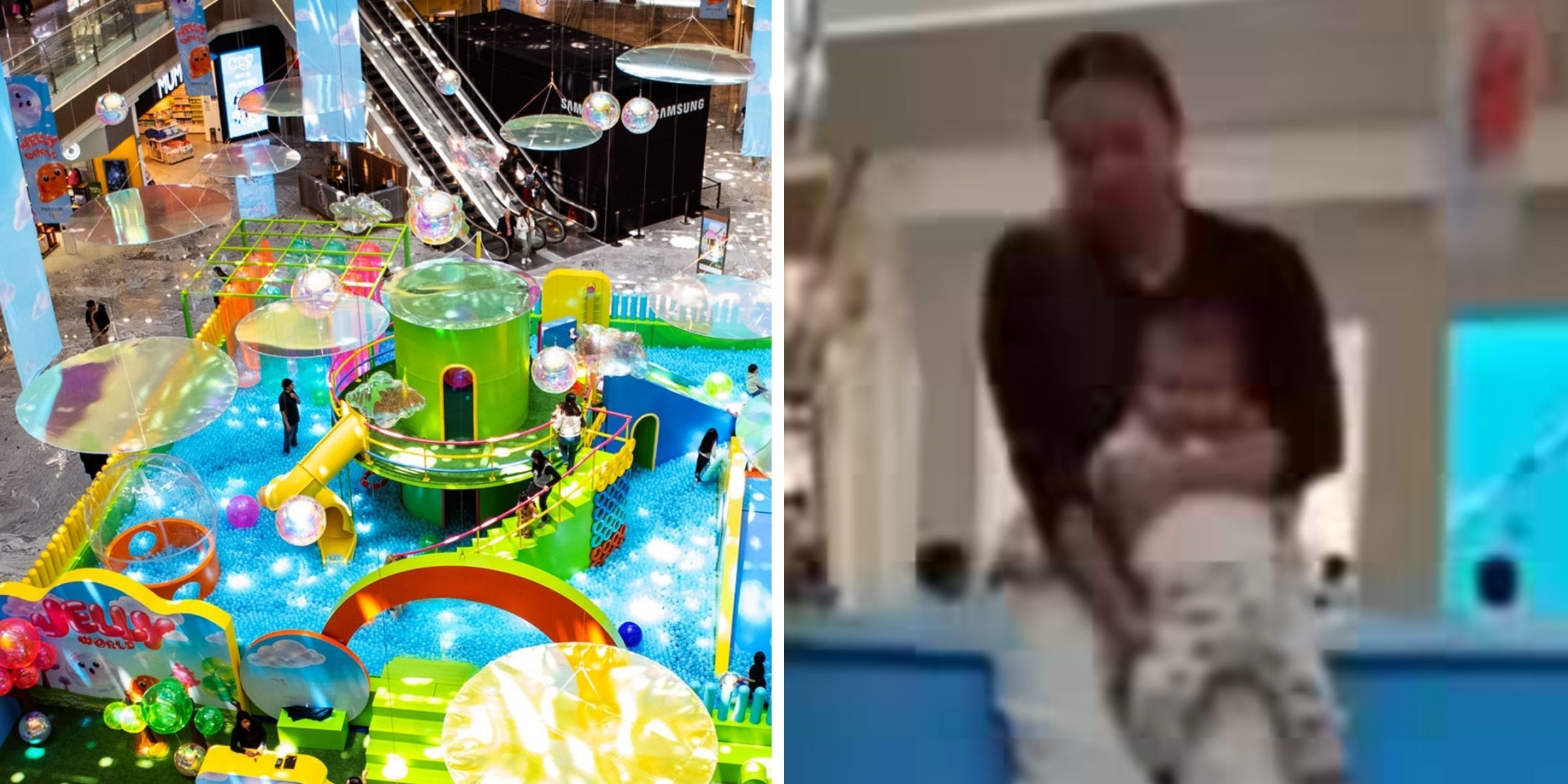 Juego infantil Jelly World | Itzamara con su hijo | Fuente: Instagram/perisur_mx | Facebook/La Silla Rota