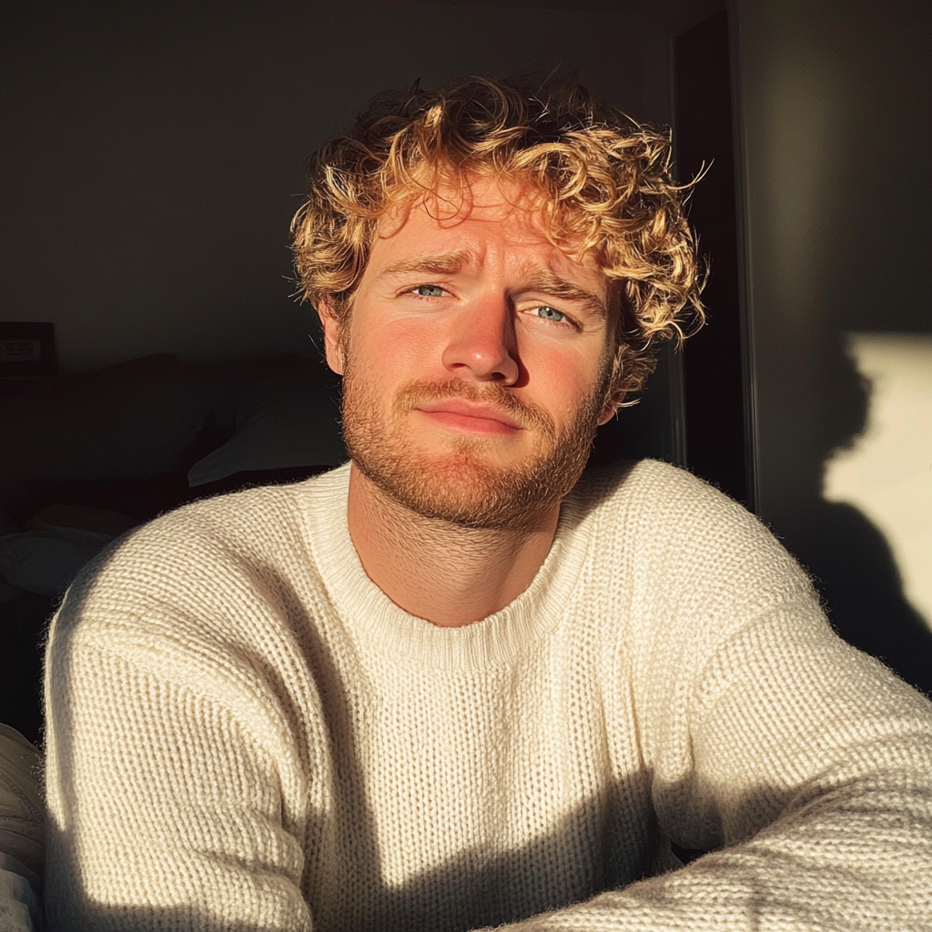 Primer plano de un hombre con una camiseta blanca | Fuente: Midjourney