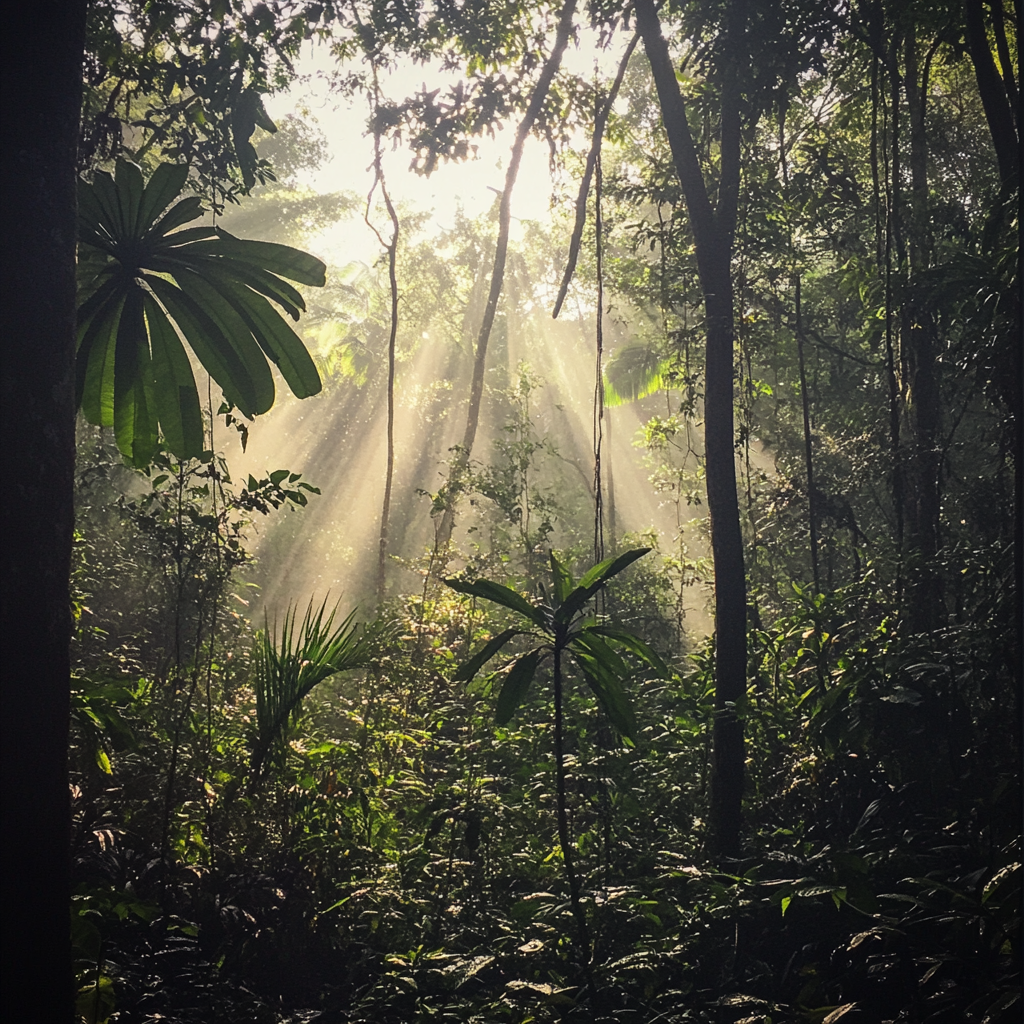 Una densa selva imaginada del Amazonas | Fuente: Midjourney