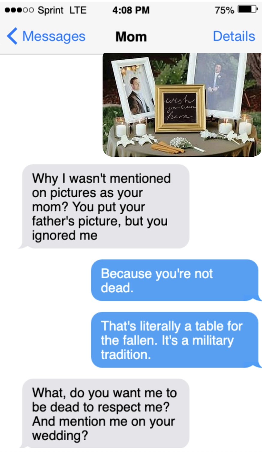 Captura de pantalla de una conversación a través de texto | Fuente: AmoMama