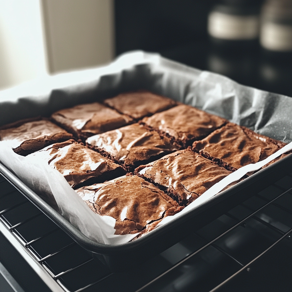 Una bandeja de brownies de chocolate | Fuente: Midjourney