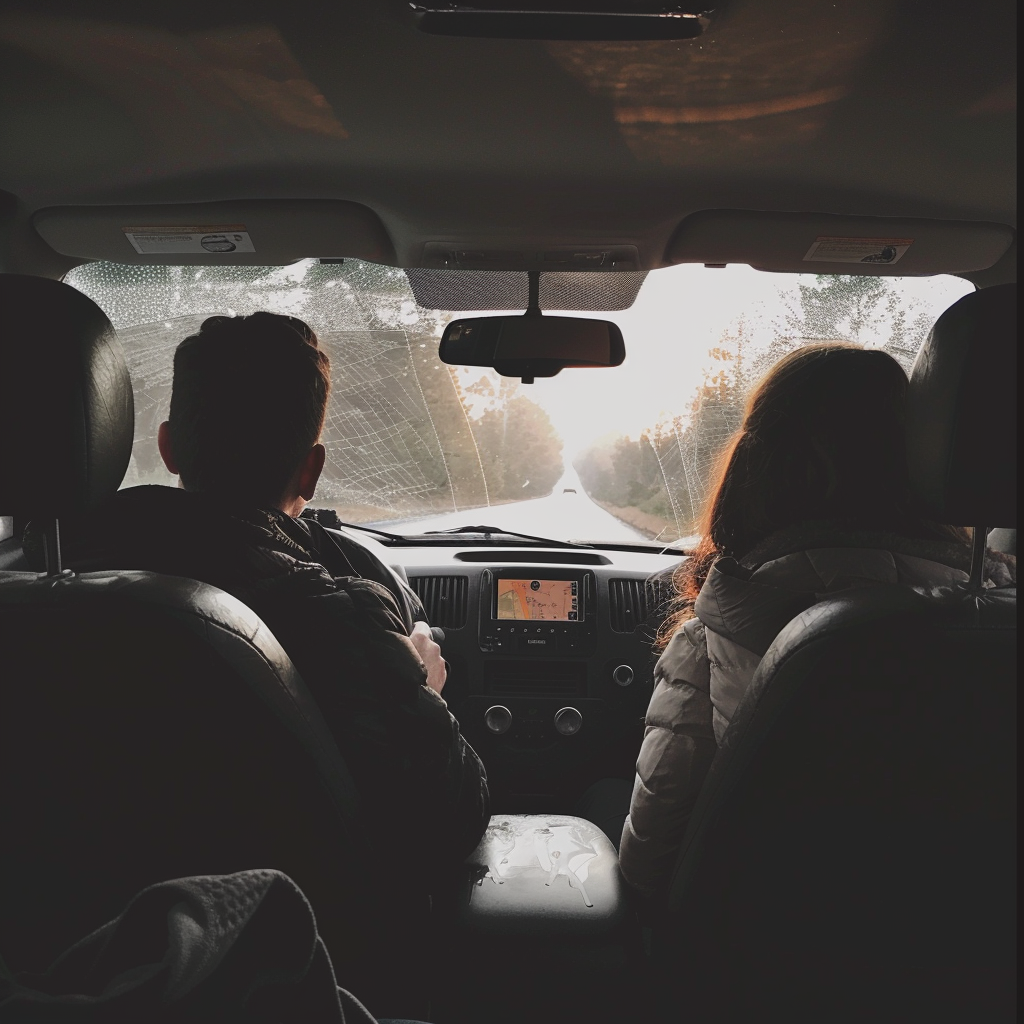 Una pareja sentada en un automóvil | Fuente: Midjourney