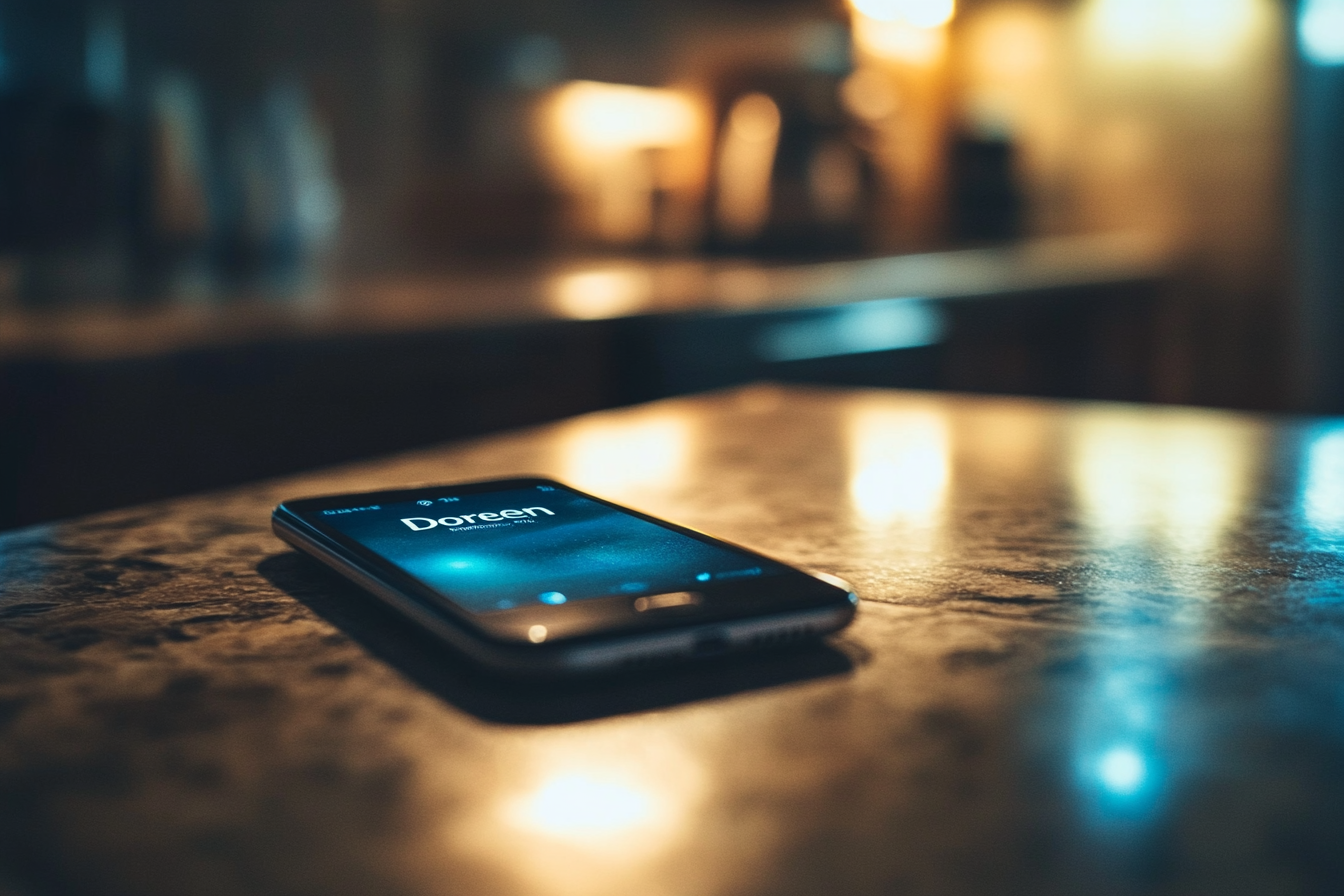 Un teléfono en la encimera de la cocina | Fuente: Midjourney
