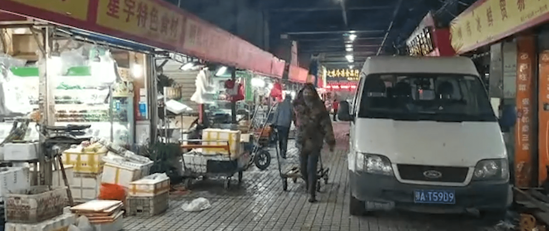 Mercado de Mariscos de Huanan en actividad. Wuhan, China. | Foto: The Paper