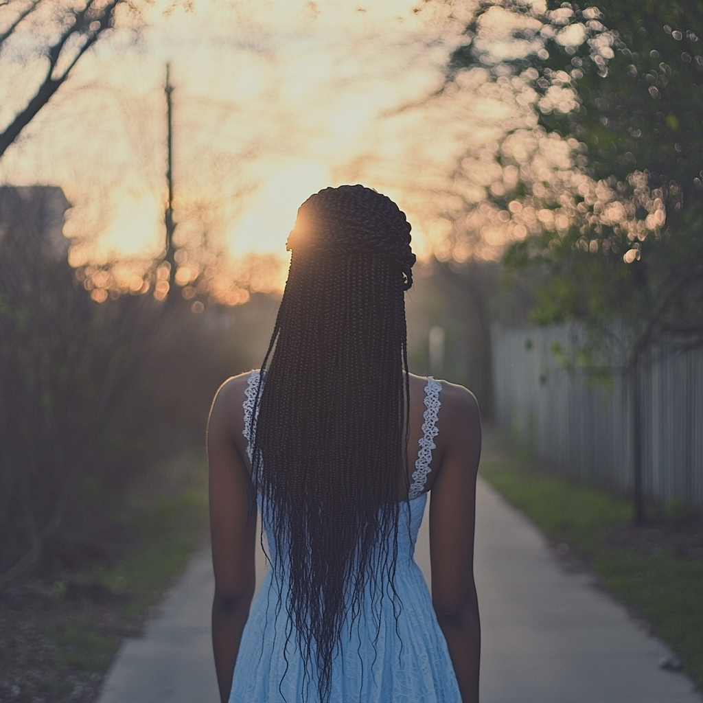 Una mujer caminando por una calle | Fuente: Midjourney