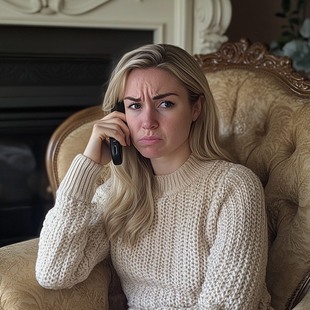 Una mujer alterada hablando por teléfono | Fuente: Midjourney