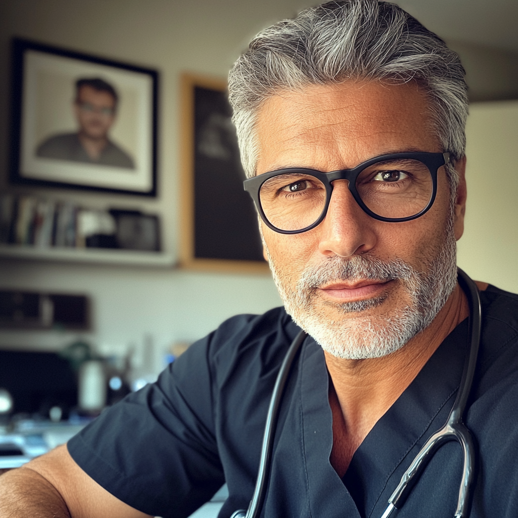 Un primer plano de un médico | Fuente: Midjourney