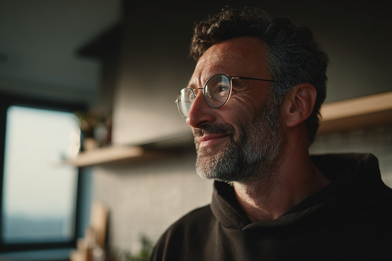 Un uomo in piedi nella sua casa | Fonte: Midjourney