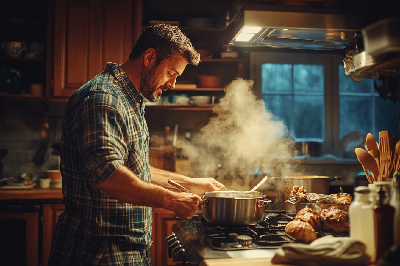 Un hombre cocinando | Fuente: Midjourney