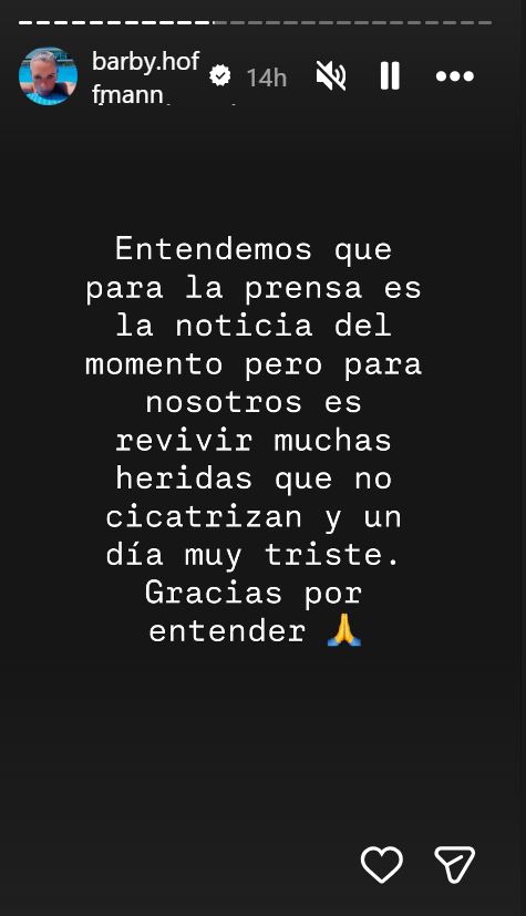 De las historias de Bárbara Hoffmann, hija de Sergio Denis | Fuente: Instagram/barby.hoffmann