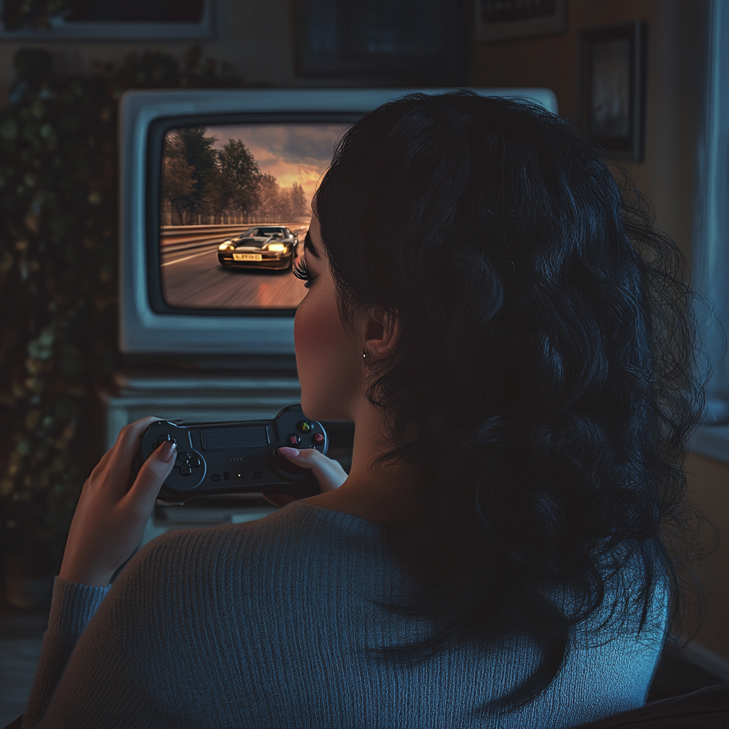 Una mujer jugando a un videojuego | Fuente: Midjourney