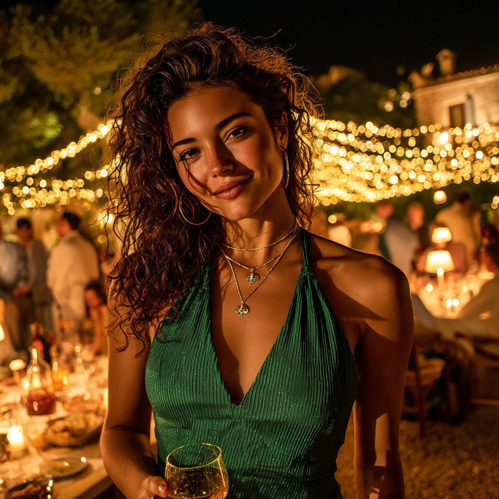 Una donna che fa un brindisi | Fonte: Midjourney